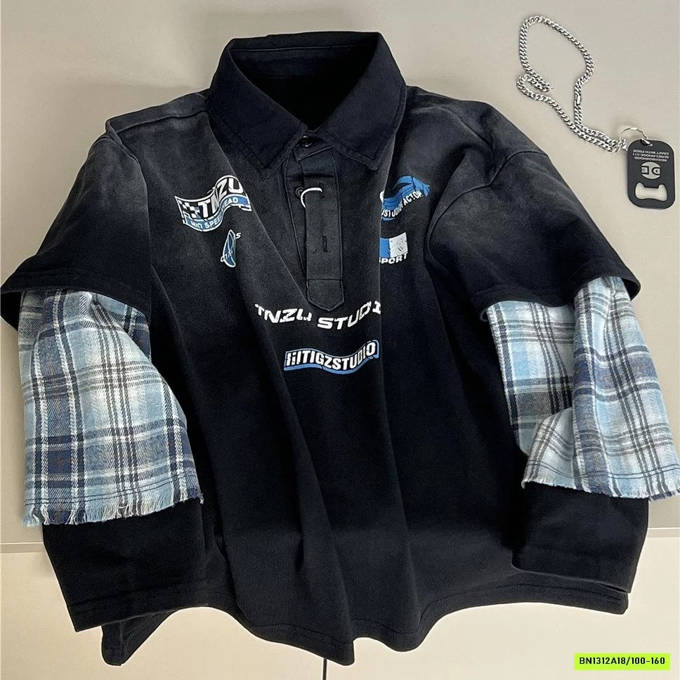 ÁO THUN GIẢ 2 LỚP TAY CARO SNIDOLS