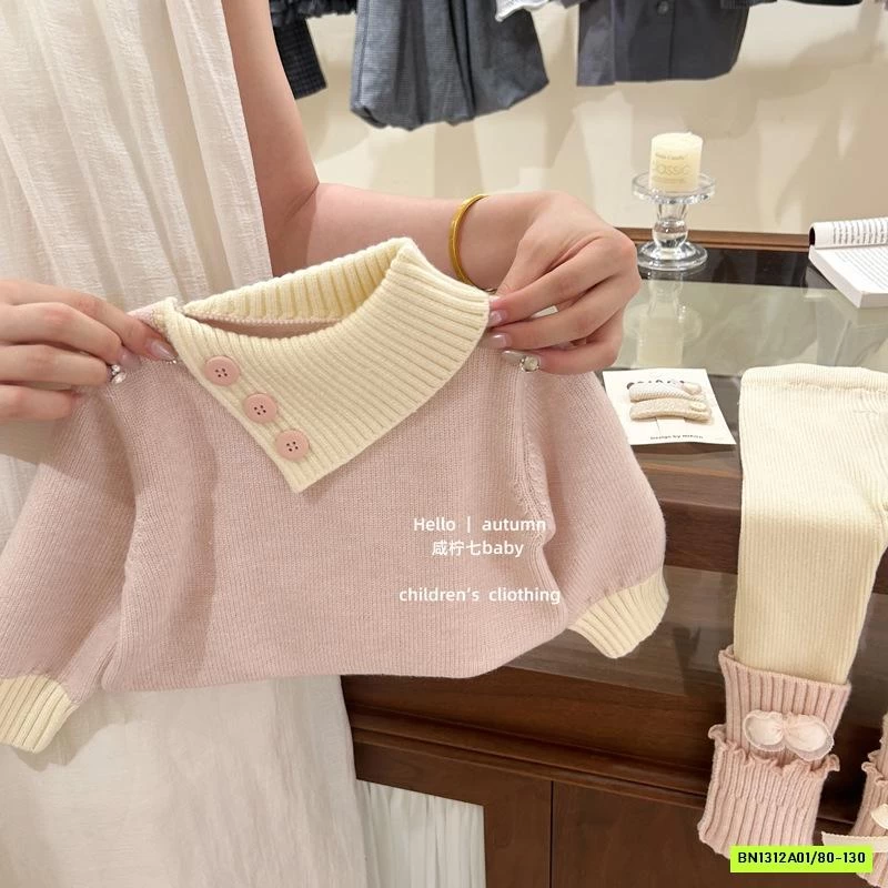 SÉT LEN HỒNG CỔ LỆCH MIX LEGGING