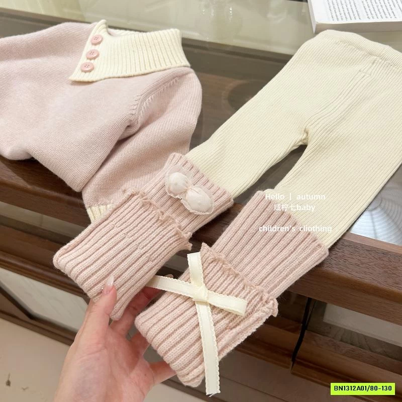 SÉT LEN HỒNG CỔ LỆCH MIX LEGGING