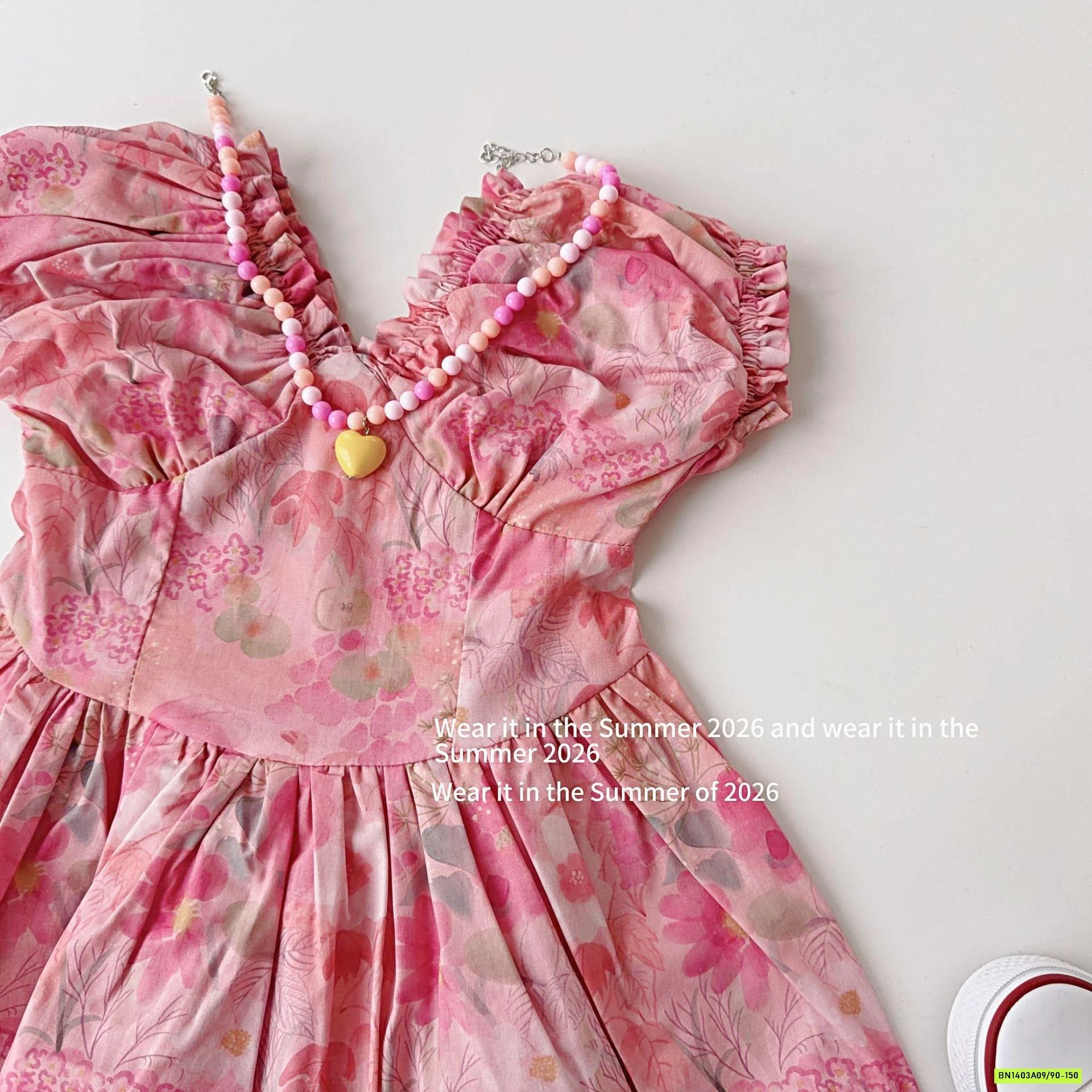 ĐẦM HOA HỒNG TAY BỒNG T&QKIDS