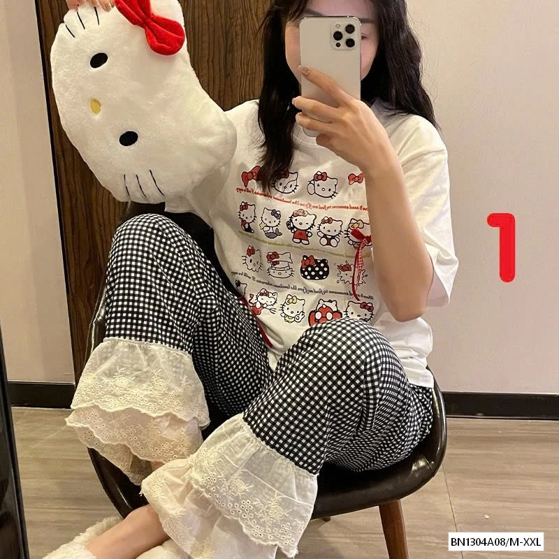 BỘ ÁO NGẮN DÀI TAY KITTY