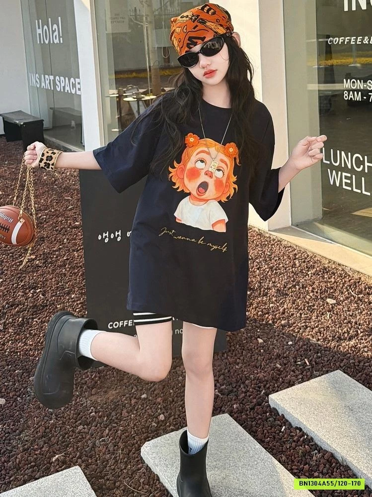 ÁO THUN CÔ GÁI MIX LEGGING KẺ