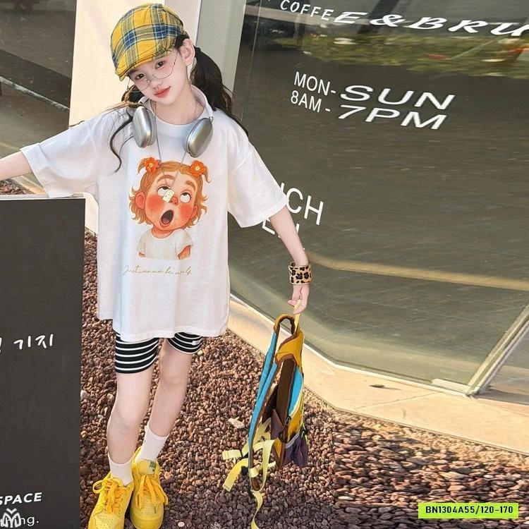 ÁO THUN CÔ GÁI MIX LEGGING KẺ