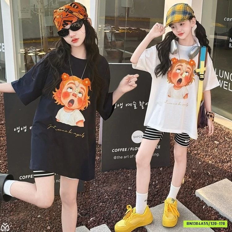 ÁO THUN CÔ GÁI MIX LEGGING KẺ