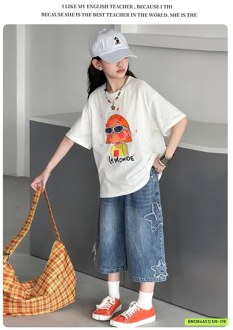 ÁO THUN CÔ GÁI MIX JEANS LỠ