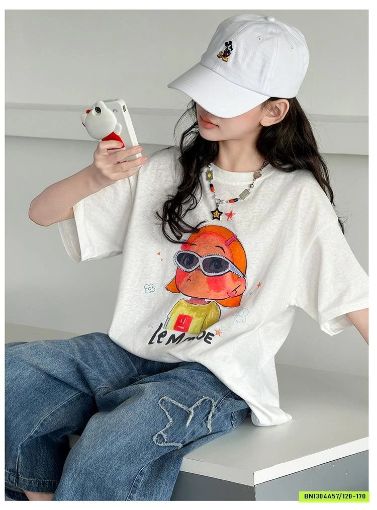 ÁO THUN CÔ GÁI MIX JEANS LỠ