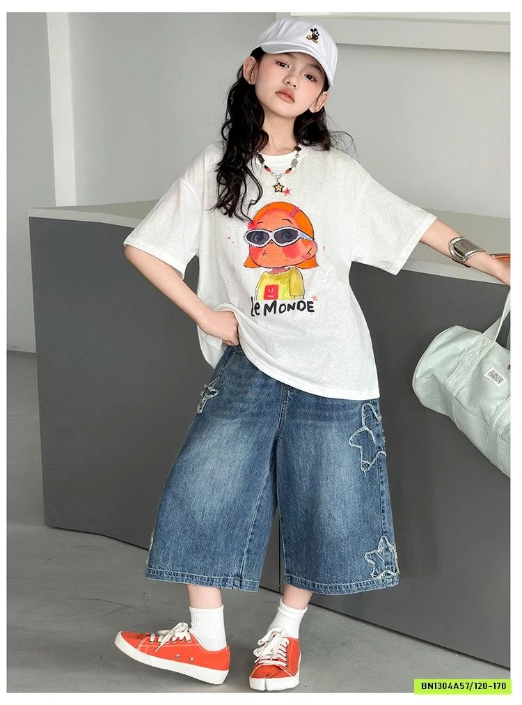 ÁO THUN CÔ GÁI MIX JEANS LỠ