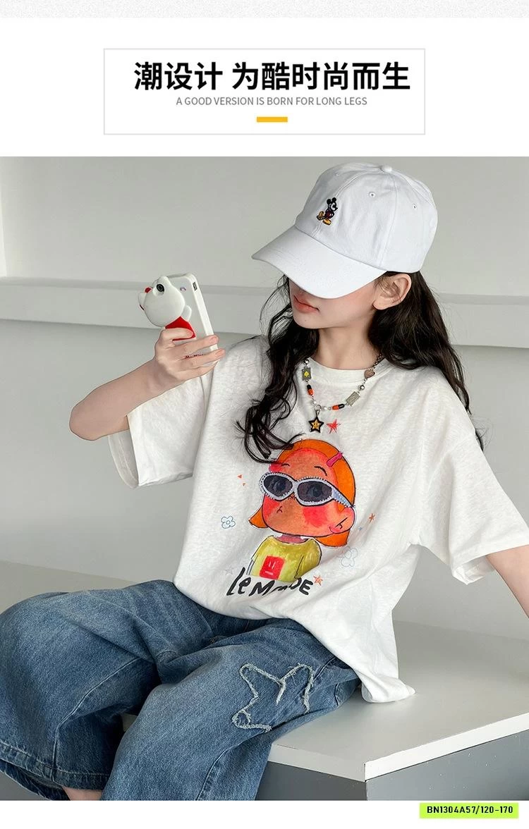 ÁO THUN CÔ GÁI MIX JEANS LỠ