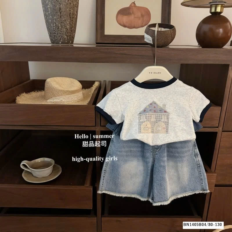 SET ÁO PHỐI VIỀN MIX QUẦN JEAN ỐNG RỘNG