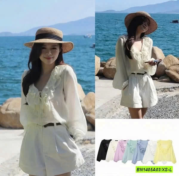 SƠ MI CỔ REN BÈO