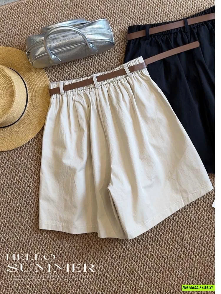 SHORT THÔ MỀM CẠP CÚC KÈM BELT