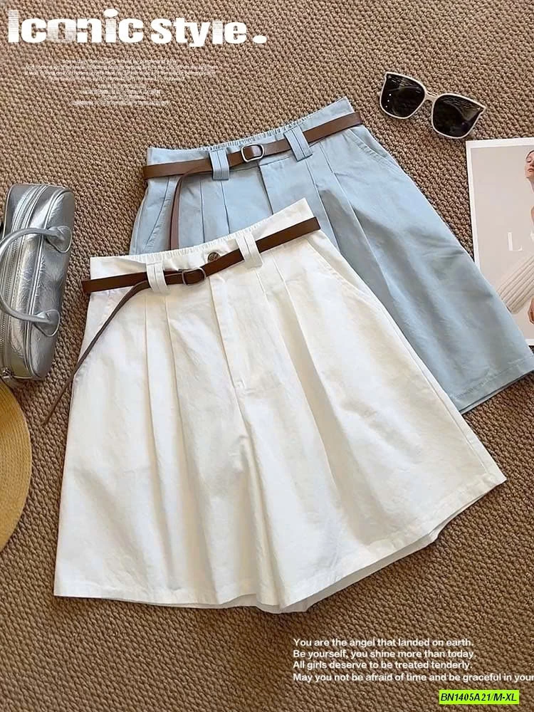 SHORT THÔ MỀM CẠP CÚC KÈM BELT