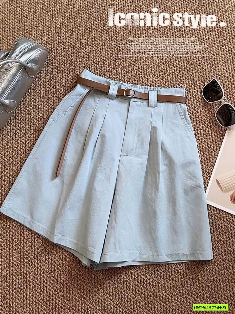 SHORT THÔ MỀM CẠP CÚC KÈM BELT