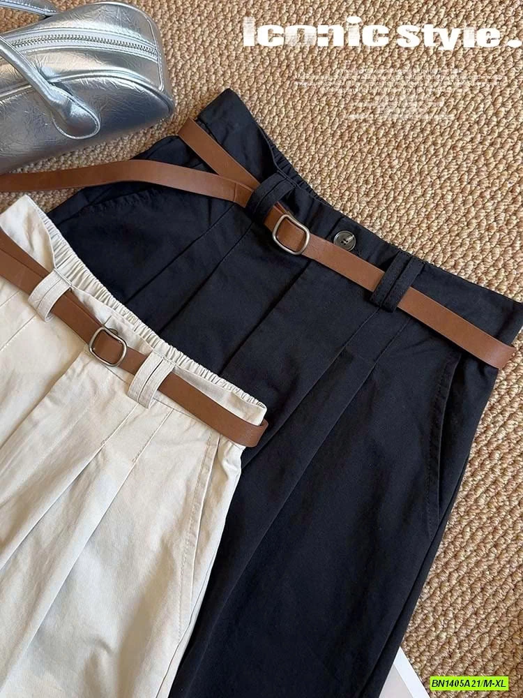 SHORT THÔ MỀM CẠP CÚC KÈM BELT