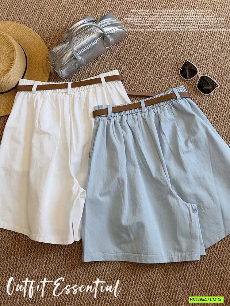 SHORT THÔ MỀM CẠP CÚC KÈM BELT