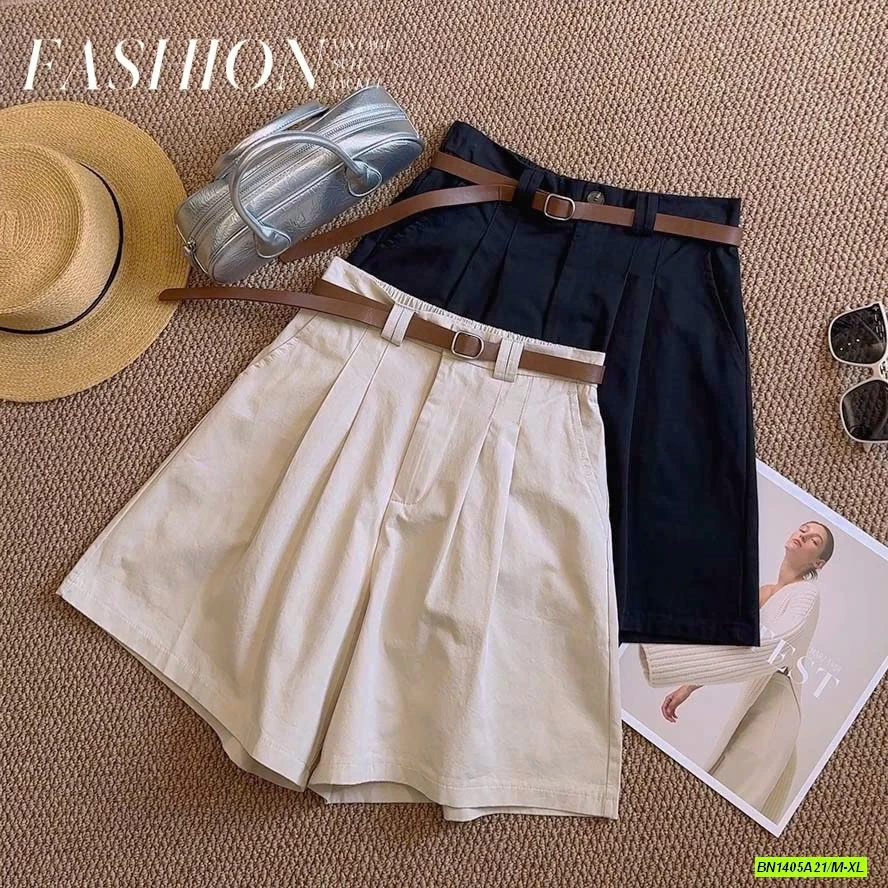 SHORT THÔ MỀM CẠP CÚC KÈM BELT