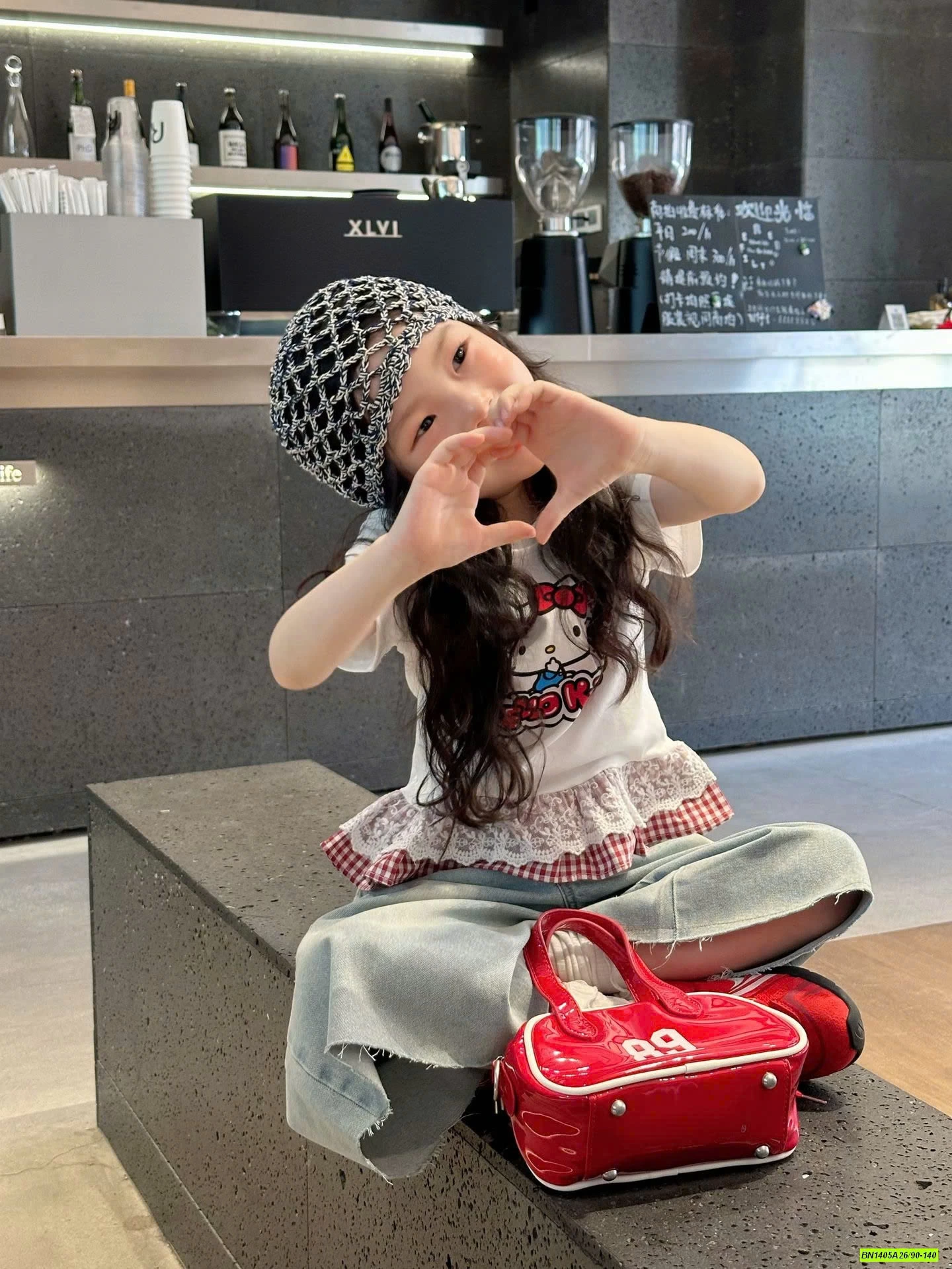 ÁO KITTY MIX JEANS ỐNG RỘNG