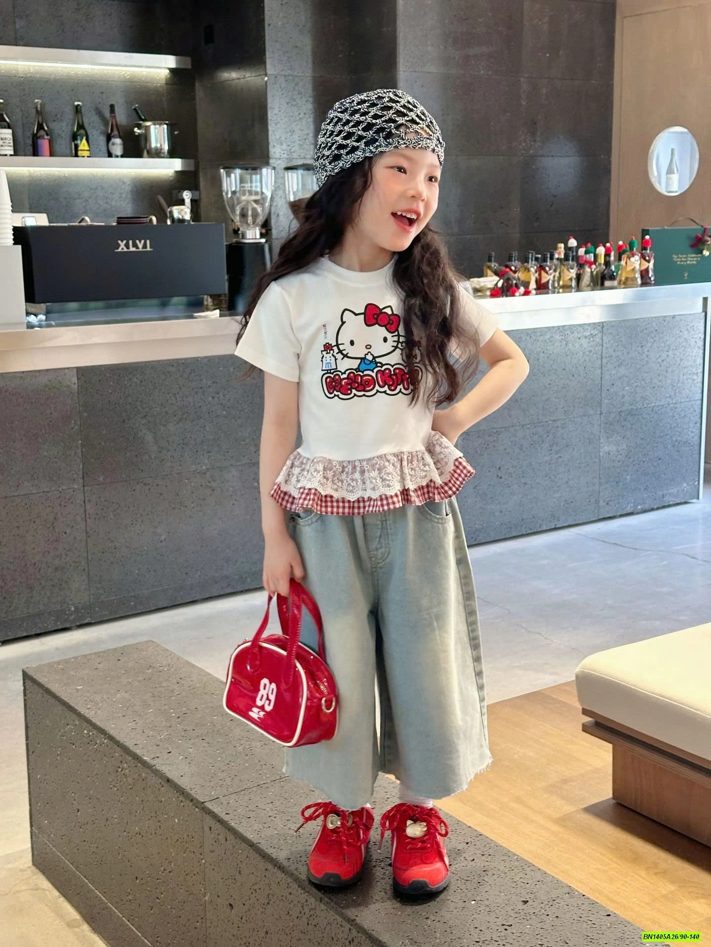 ÁO KITTY MIX JEANS ỐNG RỘNG