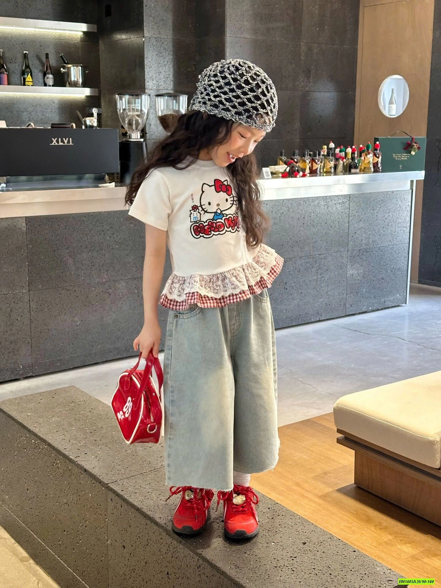 ÁO KITTY MIX JEANS ỐNG RỘNG