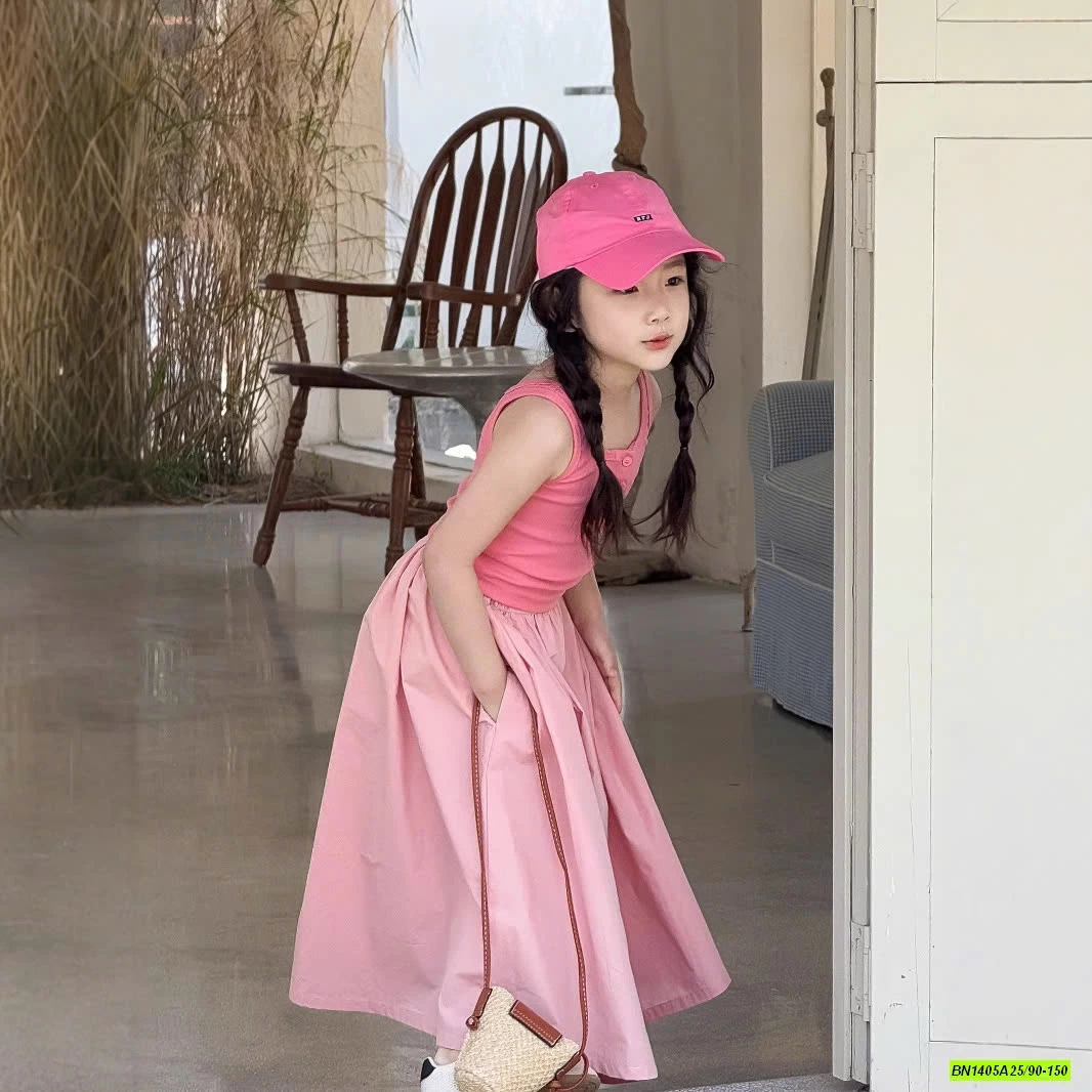 ÁO 2 DÂY MIX CV DÁNG DÀI HỒNG