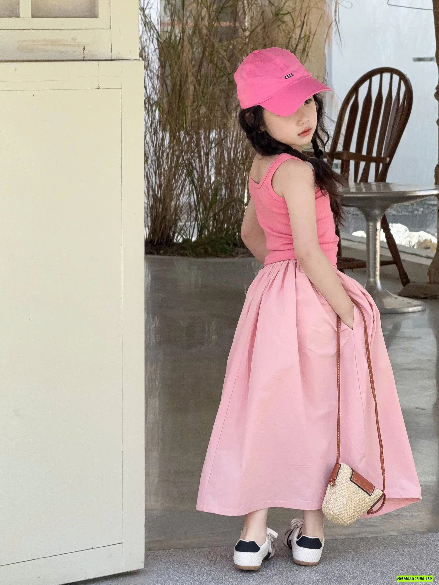 ÁO 2 DÂY MIX CV DÁNG DÀI HỒNG