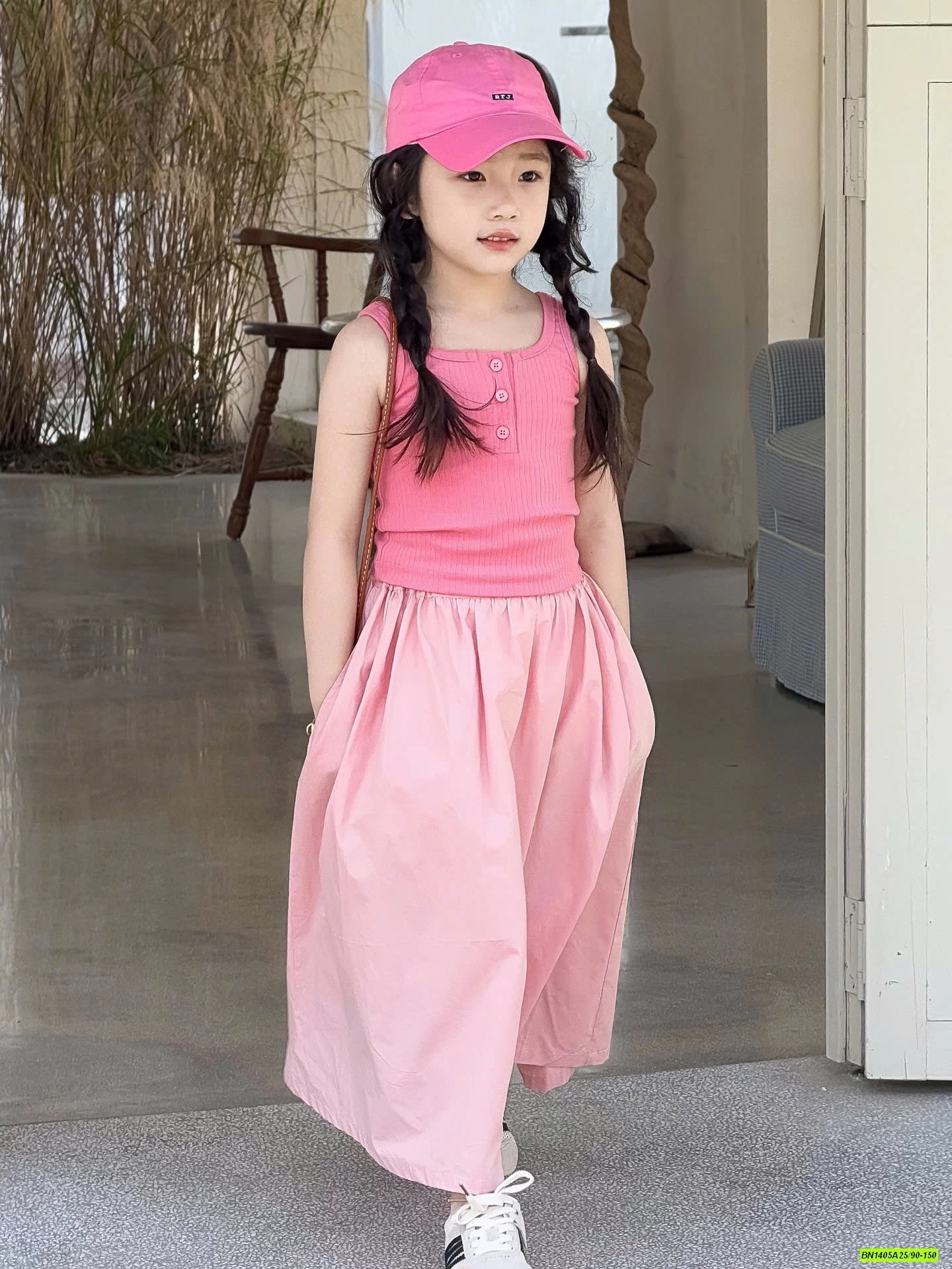 ÁO 2 DÂY MIX CV DÁNG DÀI HỒNG