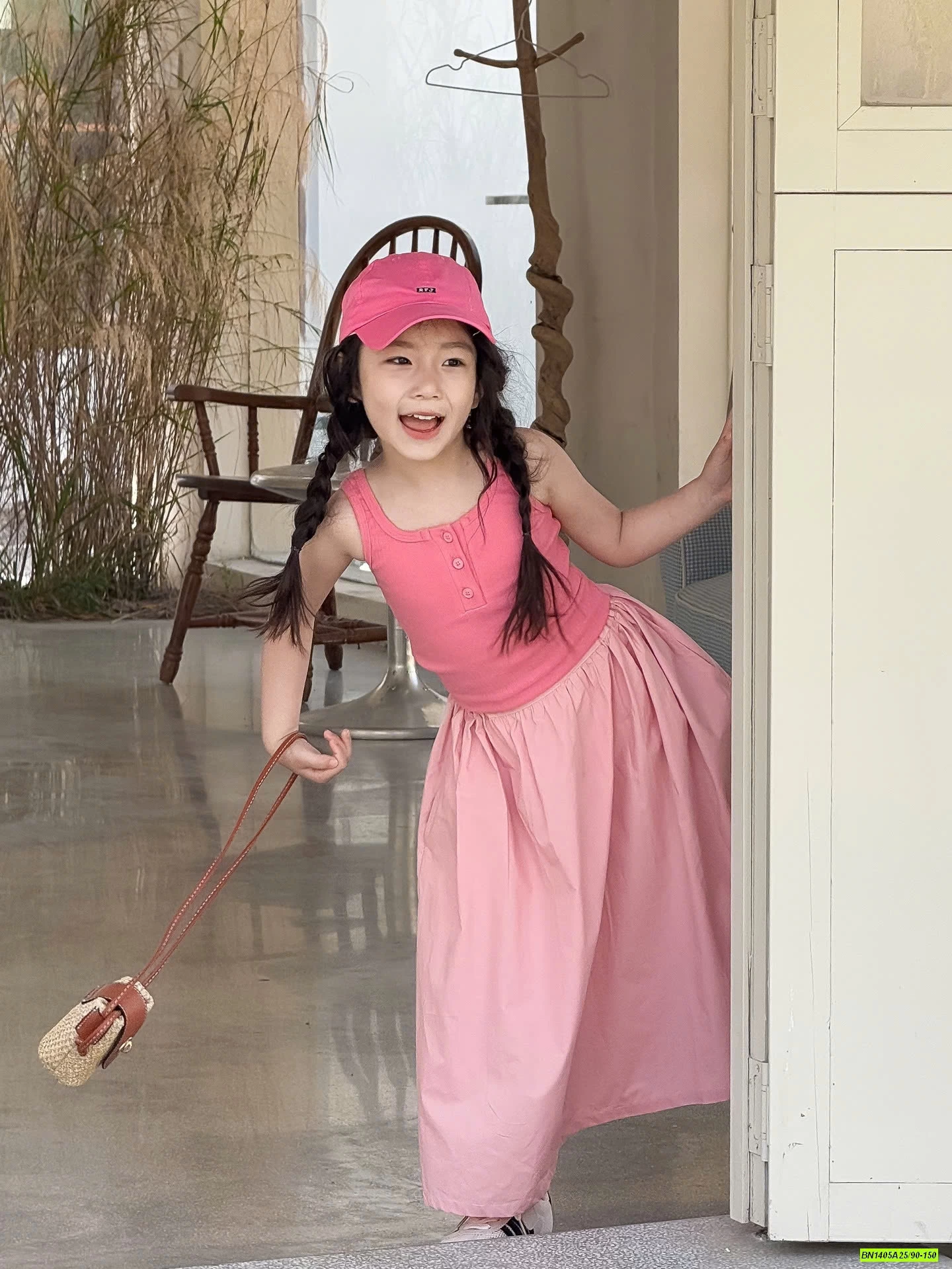 ÁO 2 DÂY MIX CV DÁNG DÀI HỒNG