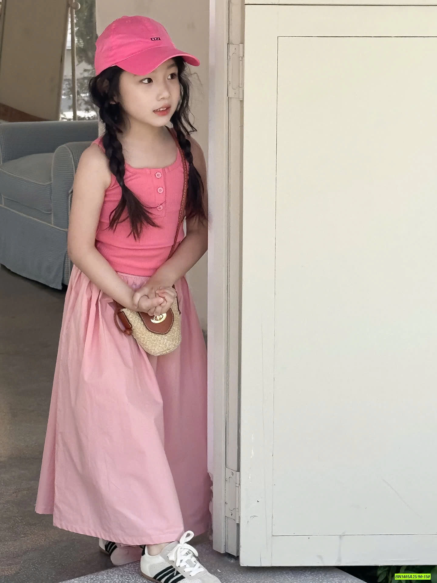 ÁO 2 DÂY MIX CV DÁNG DÀI HỒNG