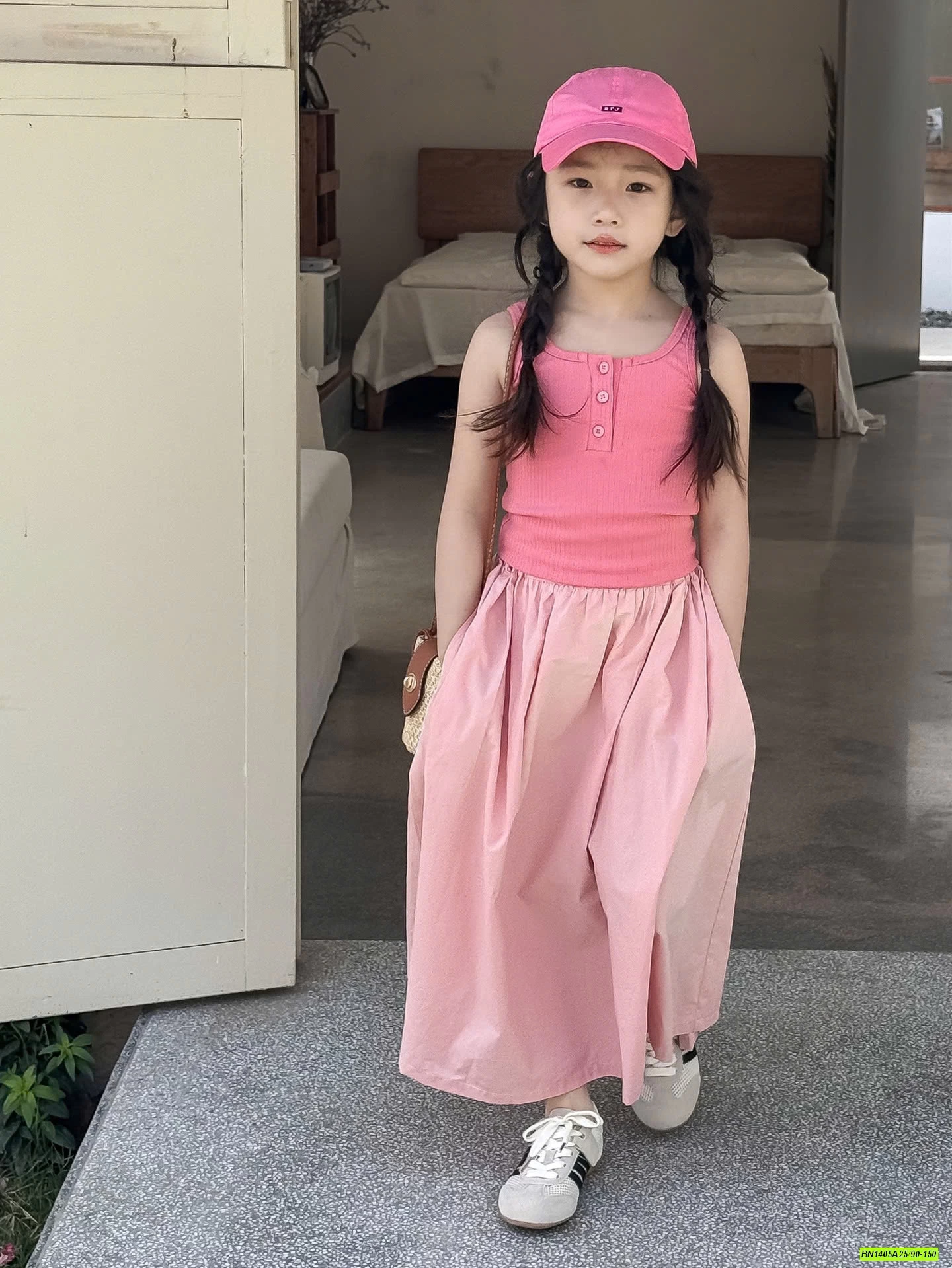 ÁO 2 DÂY MIX CV DÁNG DÀI HỒNG