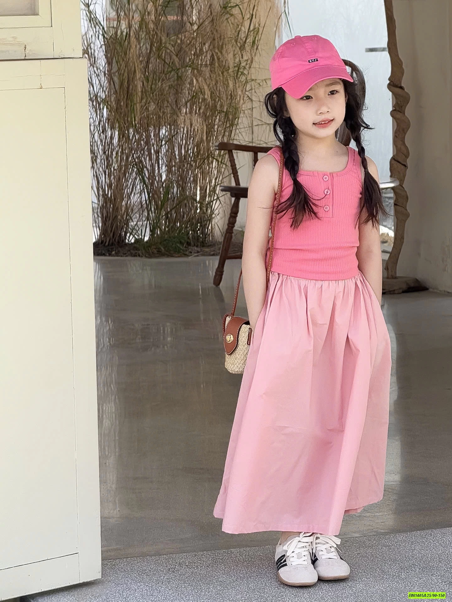 ÁO 2 DÂY MIX CV DÁNG DÀI HỒNG