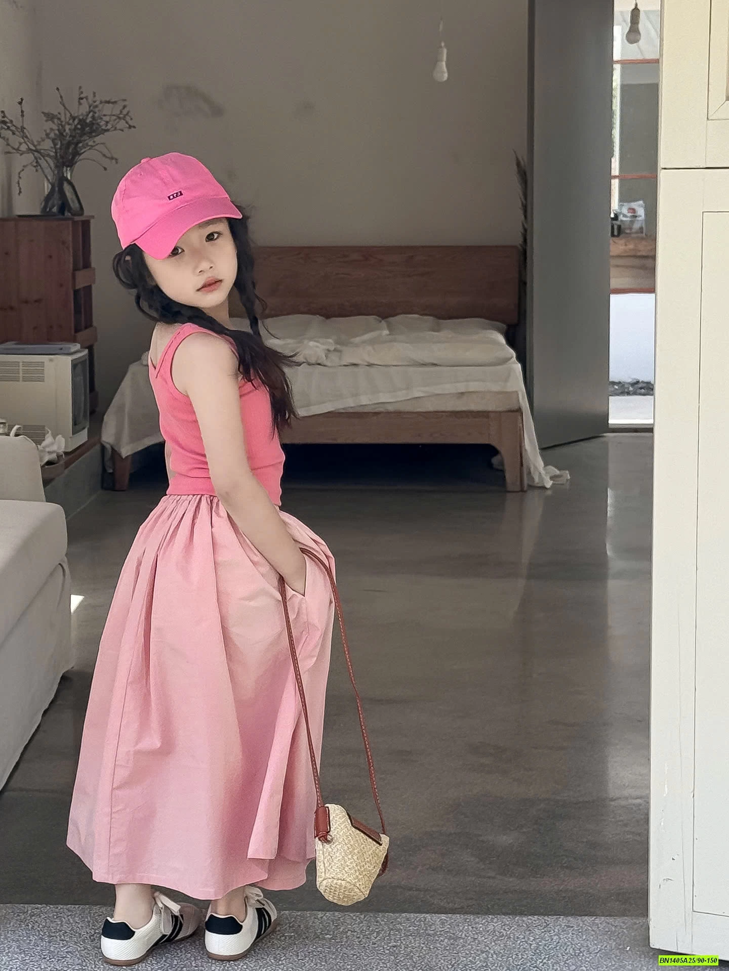 ÁO 2 DÂY MIX CV DÁNG DÀI HỒNG