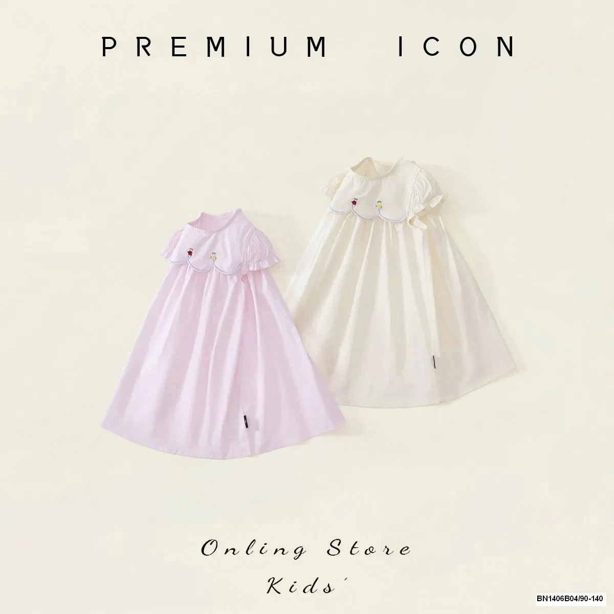 ĐẦM THÔ THÊU HOA CỔ PREMIUM.ICON
