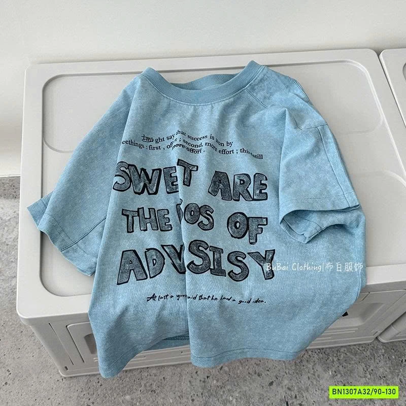 ÁO THUN XANH IN CHỮ BT