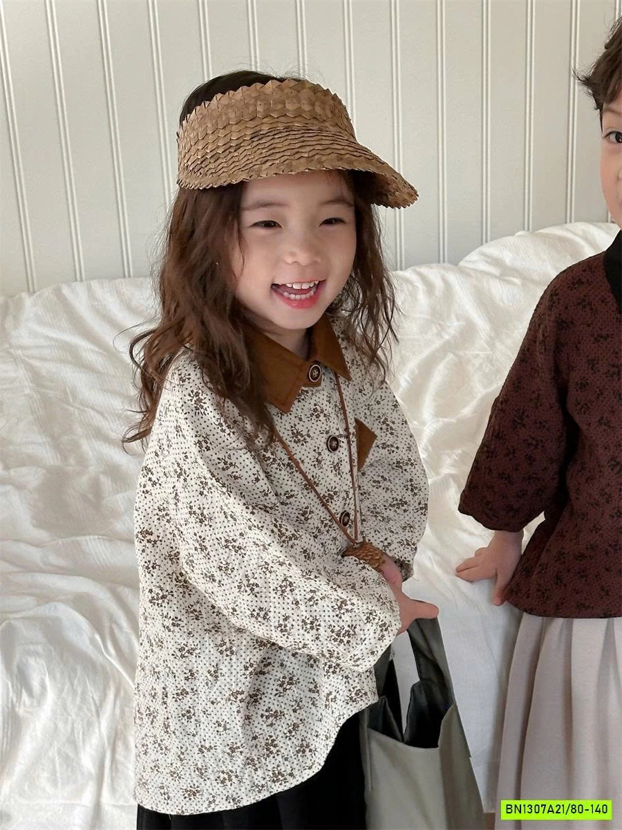 SƠ MI TAY LỠ HOA NHÍ HÀN XẺNG