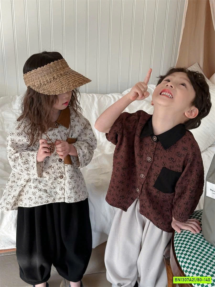 SƠ MI TAY LỠ HOA NHÍ HÀN XẺNG