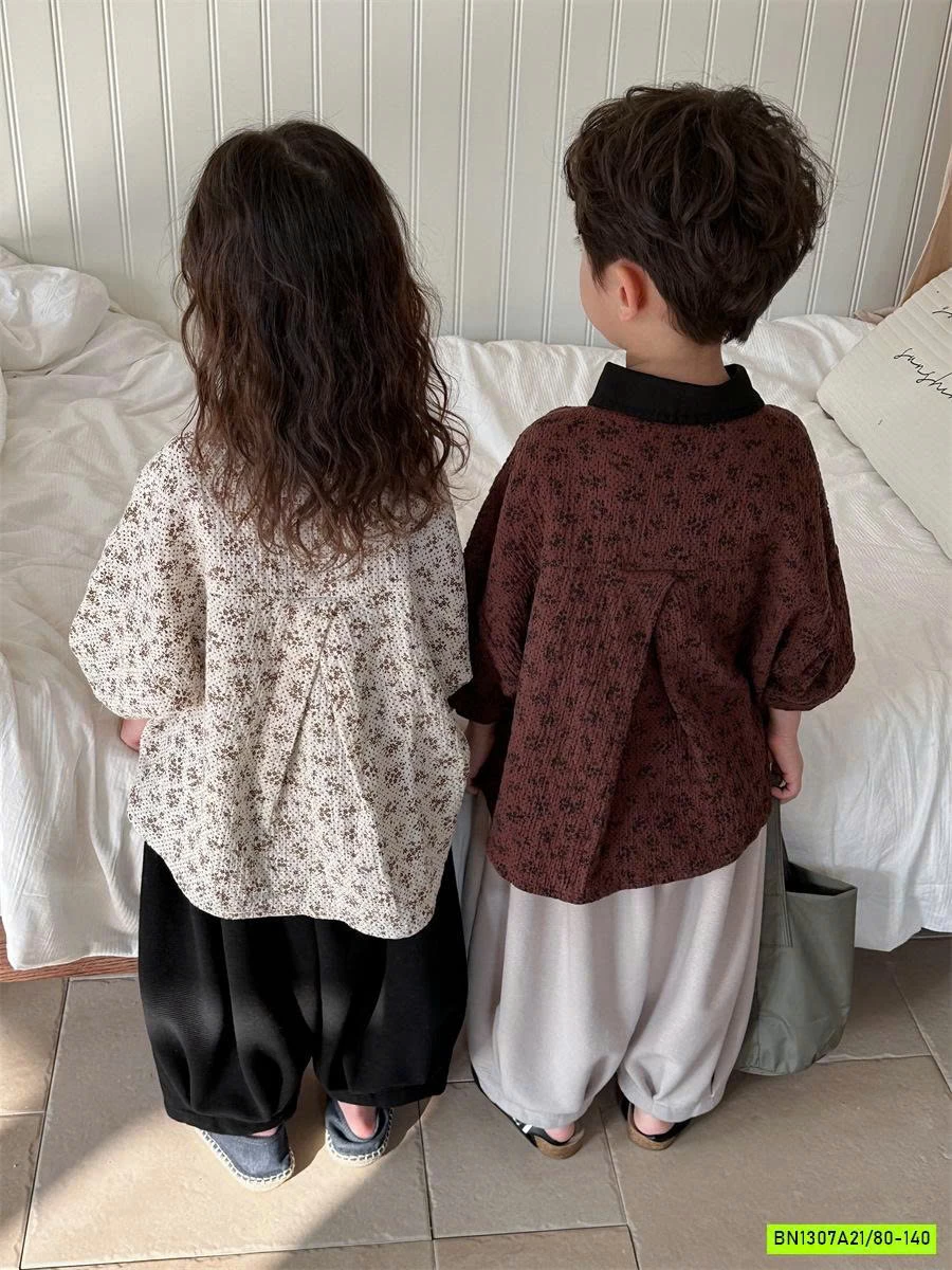 SƠ MI TAY LỠ HOA NHÍ HÀN XẺNG