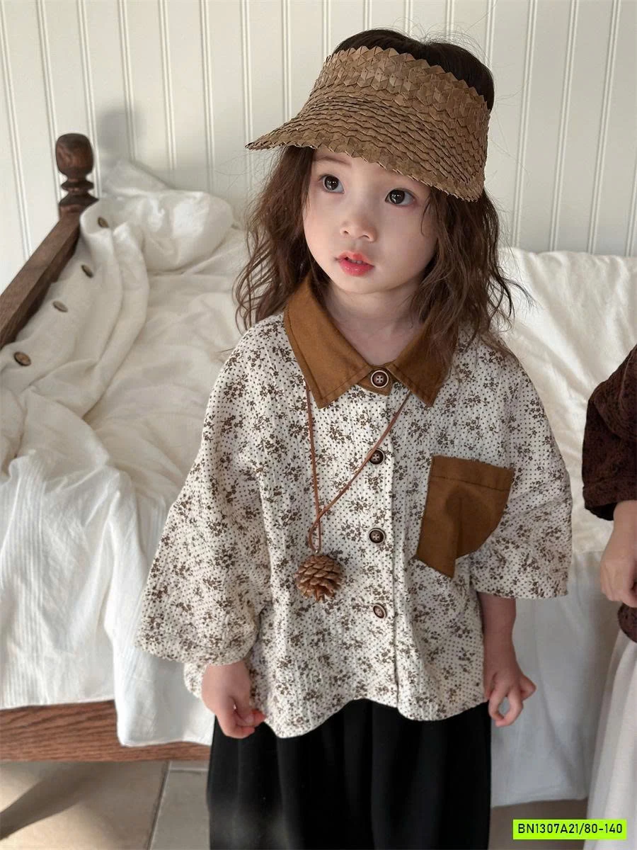 SƠ MI TAY LỠ HOA NHÍ HÀN XẺNG