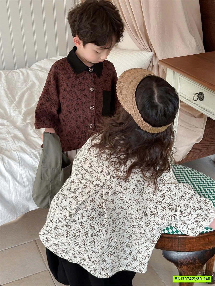 SƠ MI TAY LỠ HOA NHÍ HÀN XẺNG