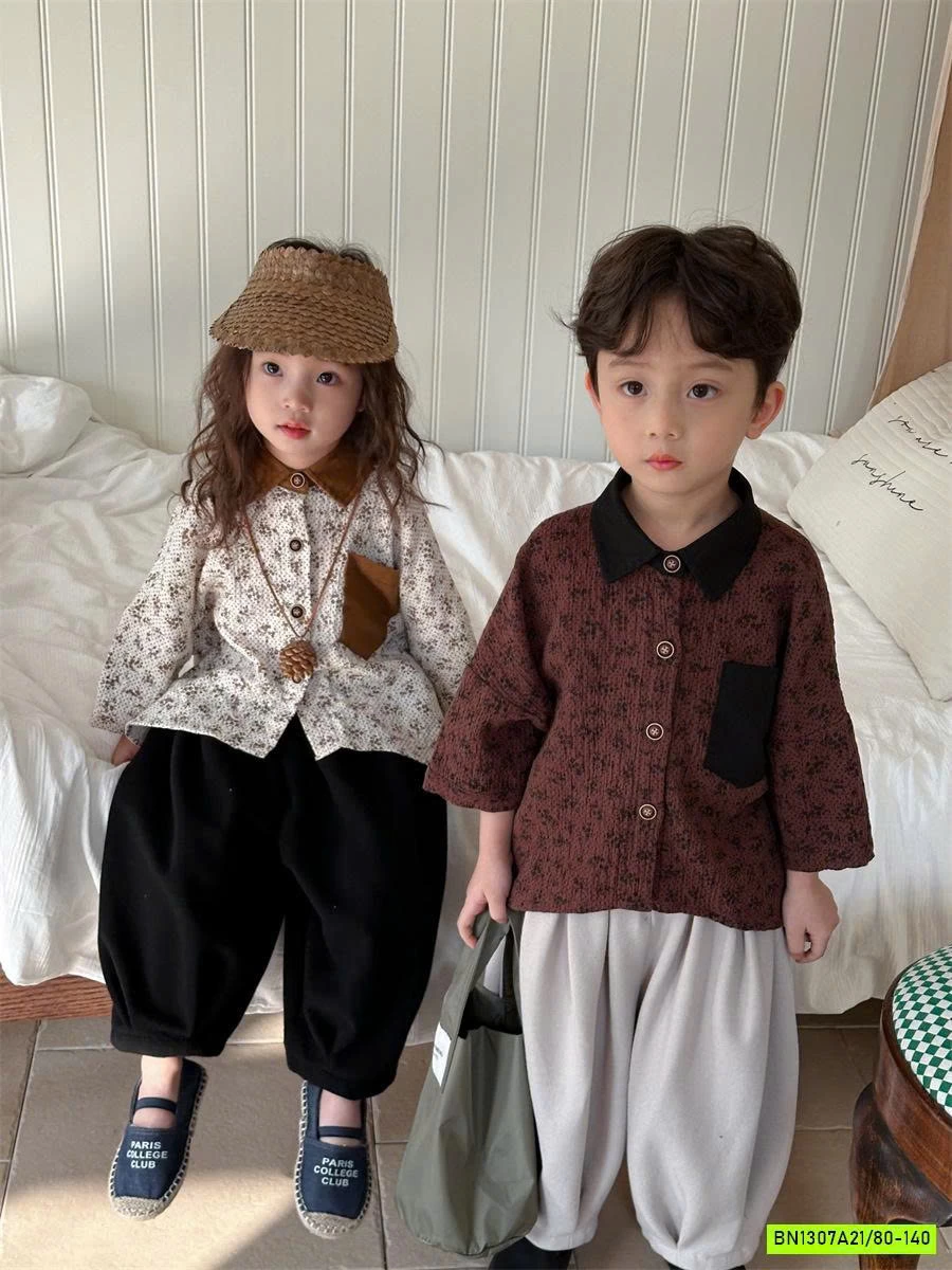 SƠ MI TAY LỠ HOA NHÍ HÀN XẺNG