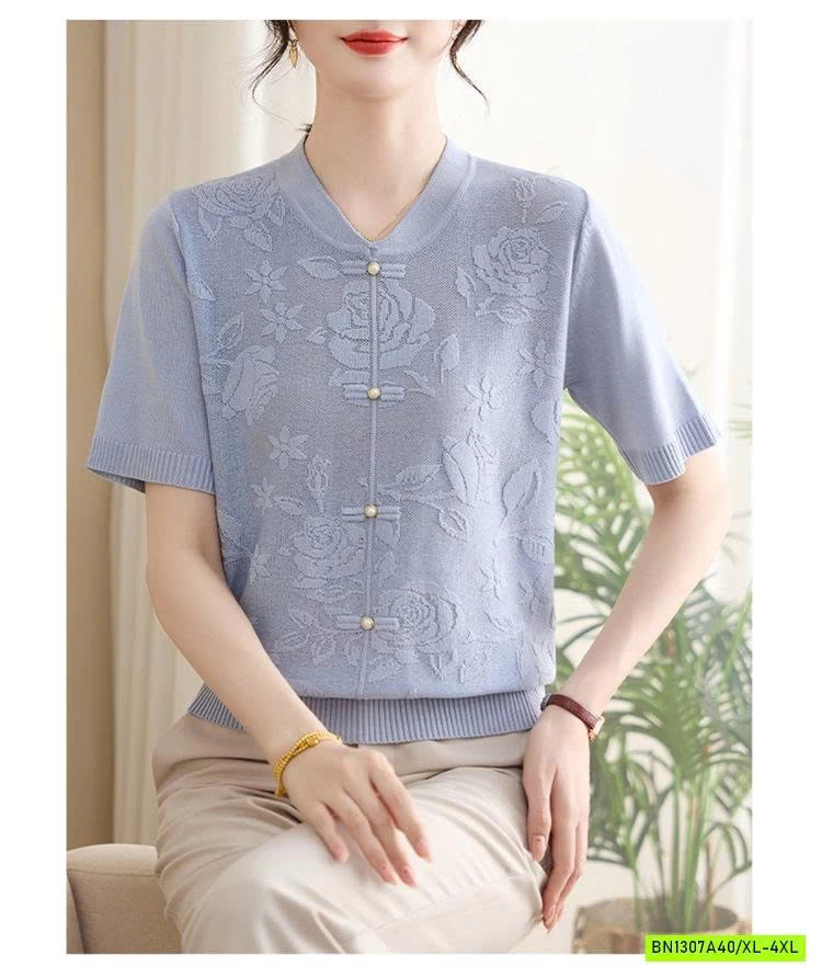 MONTOGHI CỔ TÀU THÊU HOA NỔI CHO MẸ