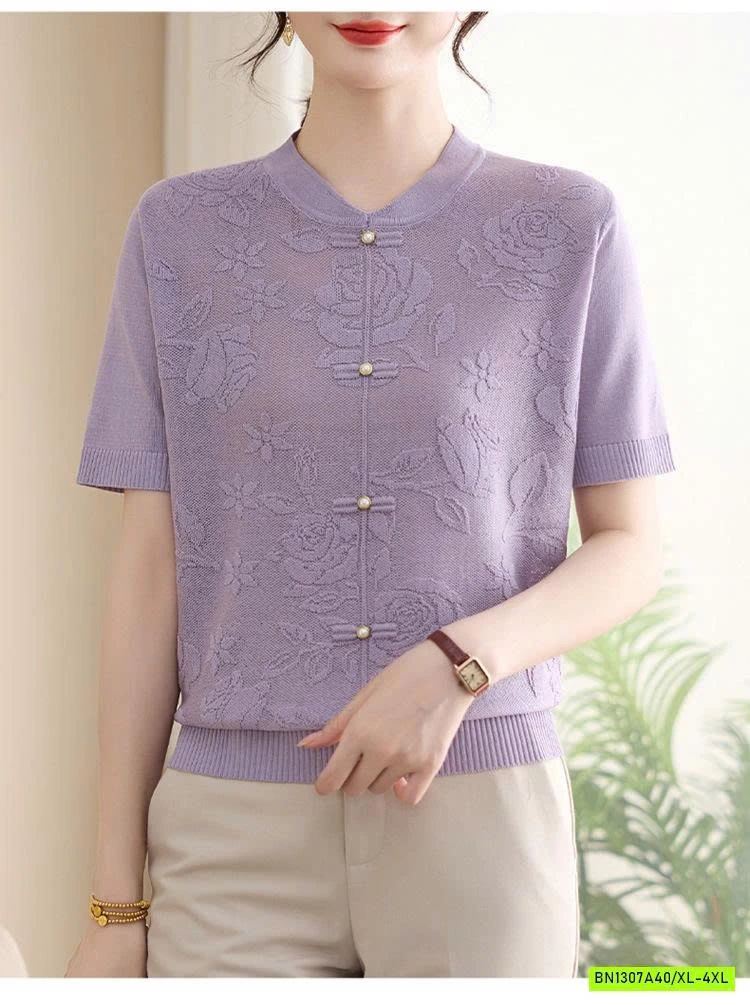 MONTOGHI CỔ TÀU THÊU HOA NỔI CHO MẸ