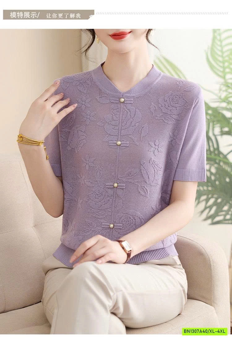 MONTOGHI CỔ TÀU THÊU HOA NỔI CHO MẸ