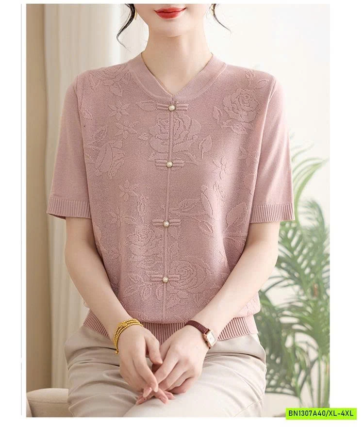 MONTOGHI CỔ TÀU THÊU HOA NỔI CHO MẸ