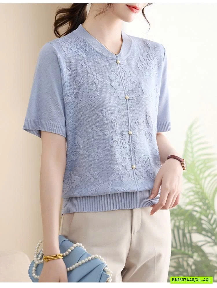 MONTOGHI CỔ TÀU THÊU HOA NỔI CHO MẸ