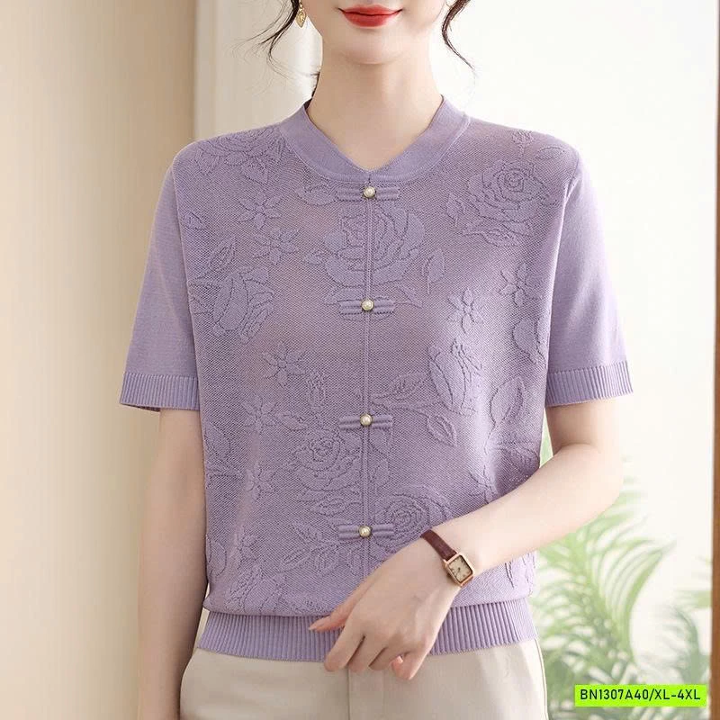 MONTOGHI CỔ TÀU THÊU HOA NỔI CHO MẸ