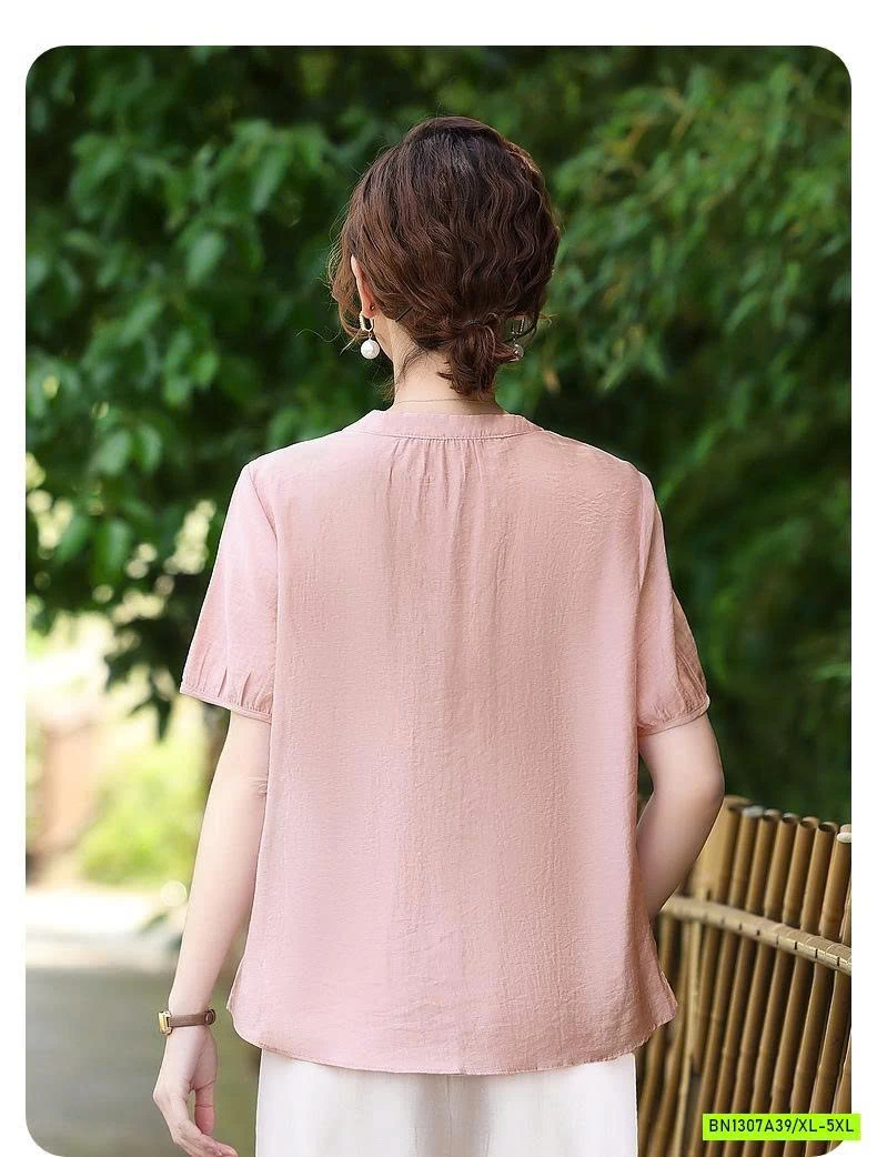 BỘ ÁO THÊU CỔ TÀU TRUNG NIÊN