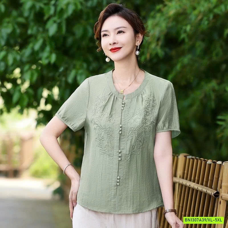 BỘ ÁO THÊU CỔ TÀU TRUNG NIÊN