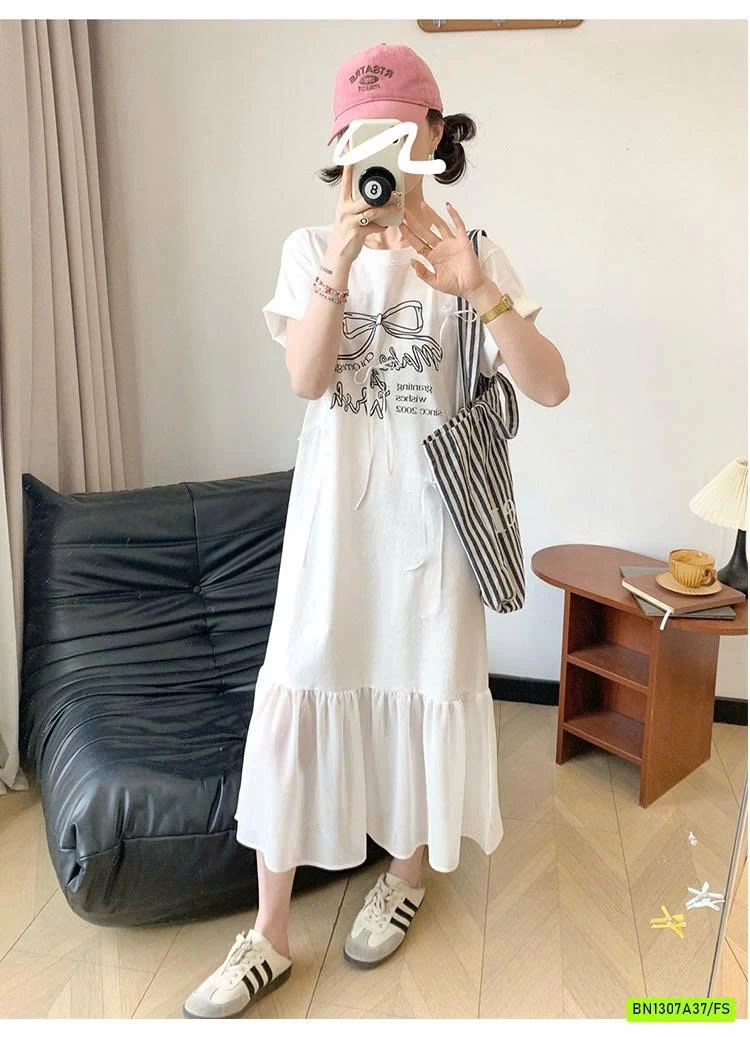 ĐẦM SUÔNG PHỐI CHÂN VOAN GẮN NƠ