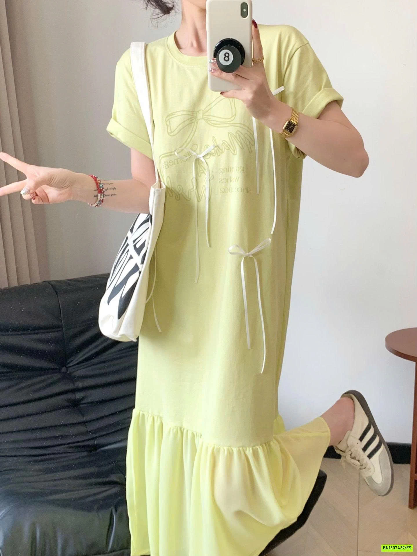 ĐẦM SUÔNG PHỐI CHÂN VOAN GẮN NƠ