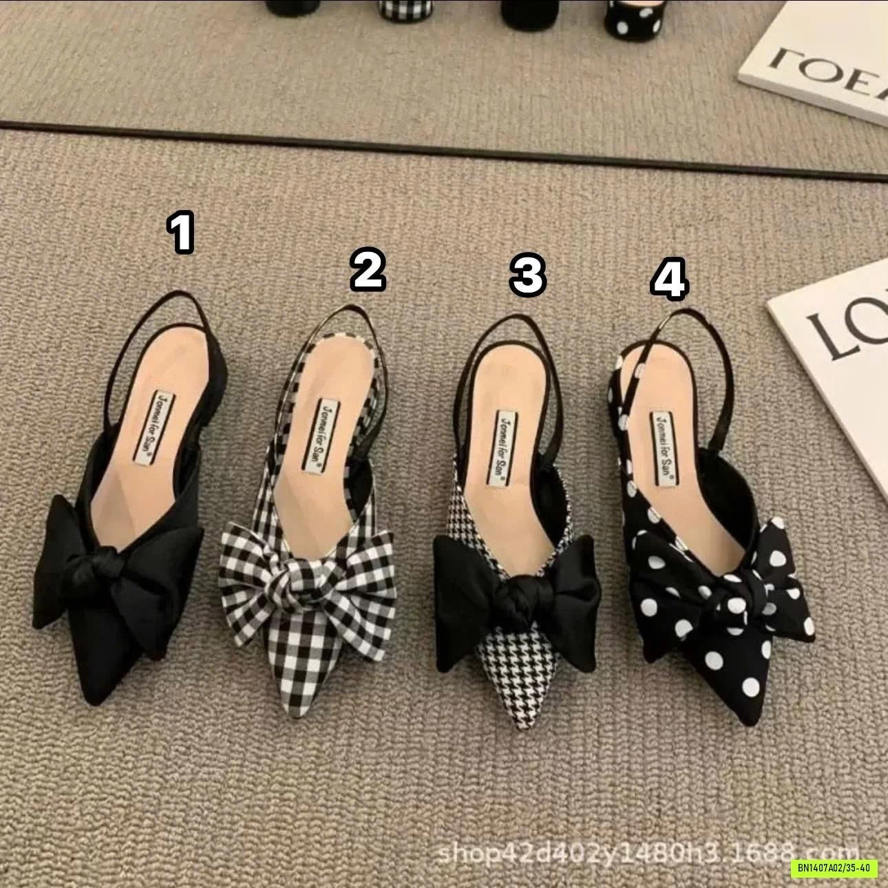 SANDAL MŨI NHỌN ĐÍNH NƠ